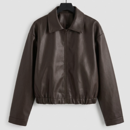 Premium Dark Brown Leather Bomber Jacket for Men